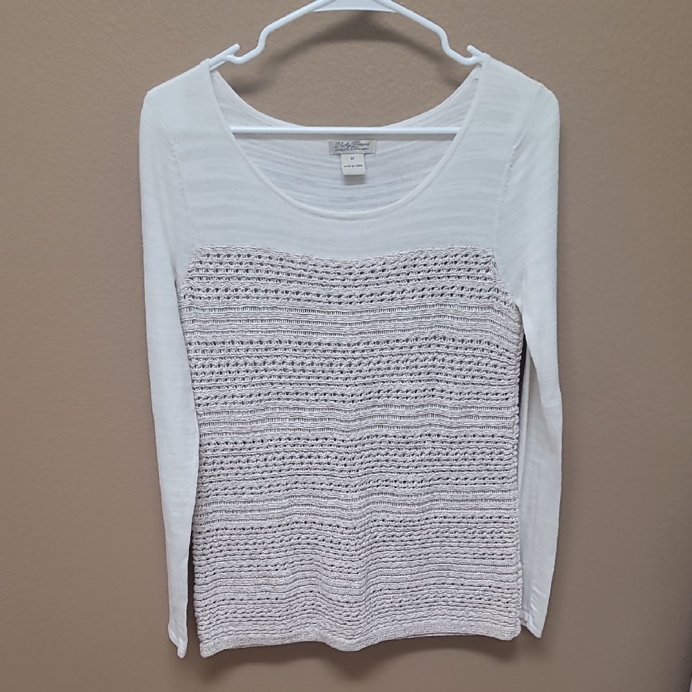 Lucky Brand Tan Ribbed Long Sleeve Blouse 🤎